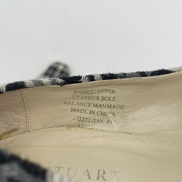 Colin Stuart Size 6.5 Houndstooth High Heels Black Gray Square Toe Fabric Upper - Picture 8 of 9